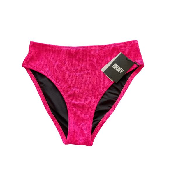 New ~ DKNY Women's Textured High Waist Bikini Bottom Size S - Picture 3 of 6
